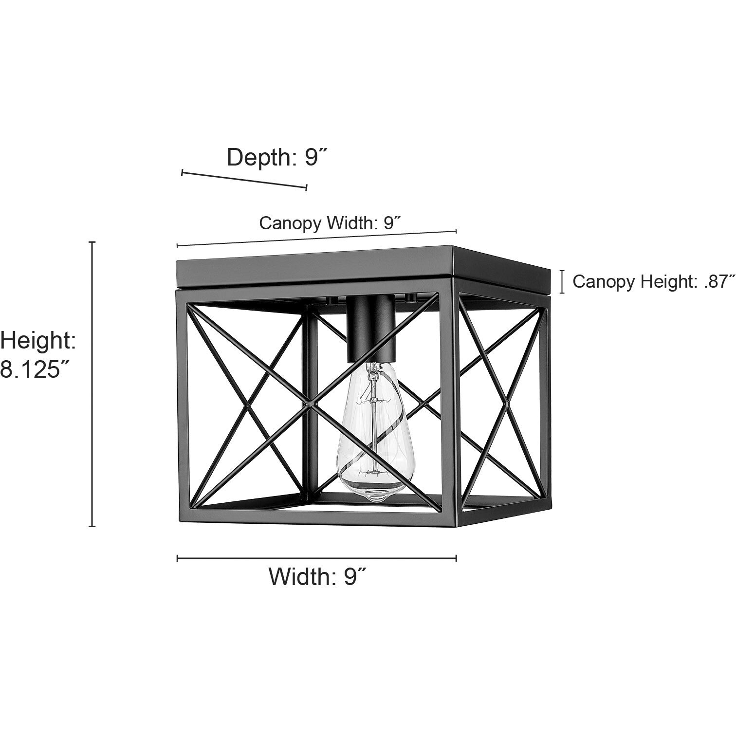 None 1 Light 9 inch Matte Black Flush Mount Ceiling Light